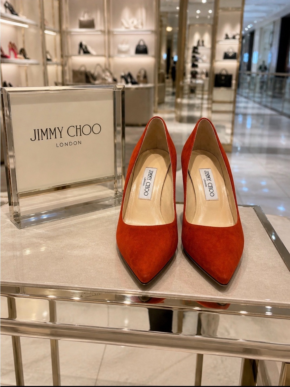 Jimmy Choo Dark Orange Suede Pointed-Toe Pumps